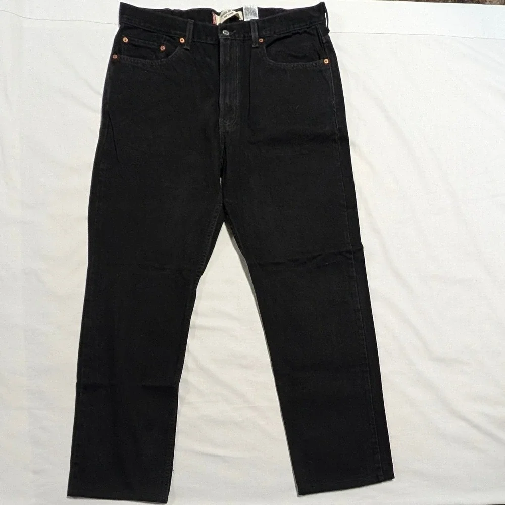 Levi's 505 Regular Fit Black Denim Jeans Mens 38x34 Straight Leg Cotton